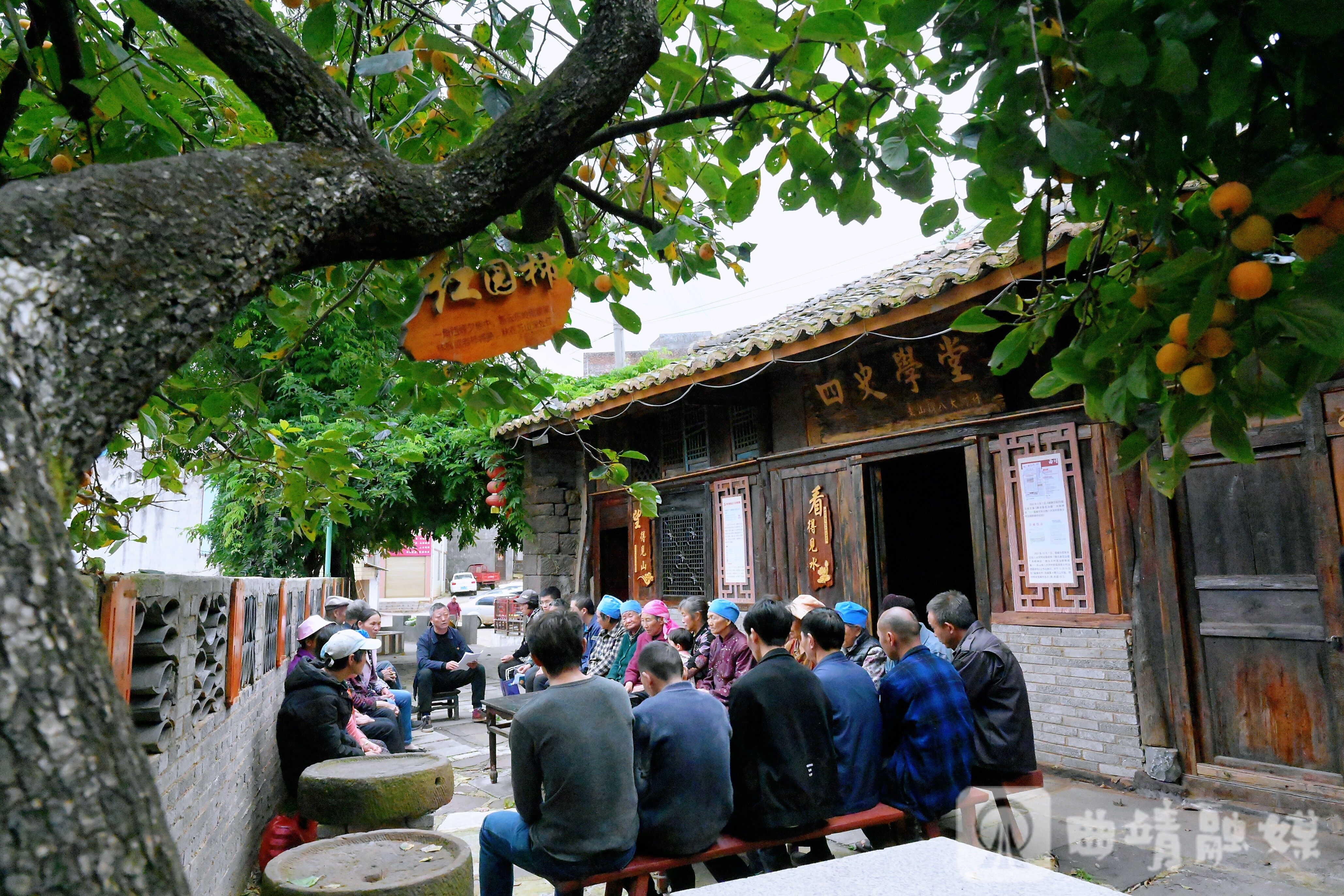 宣威市东山镇八大河村村民在院坝开展协商议事